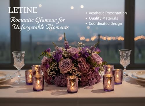 6pcs Purple Votive Candle Holders - Standard Votive Size for Regular Votive Candles - Tea Light Candles, alternate view 5