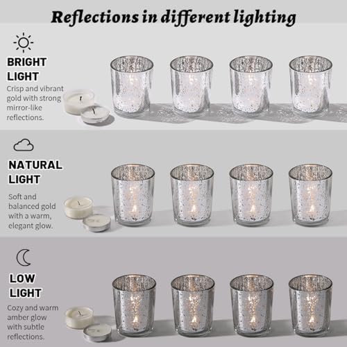 6pcs Silver Votive Candle Holders - Standard Votive Size for Regular Votive Candles - Tea Light Candles Holder, alternate