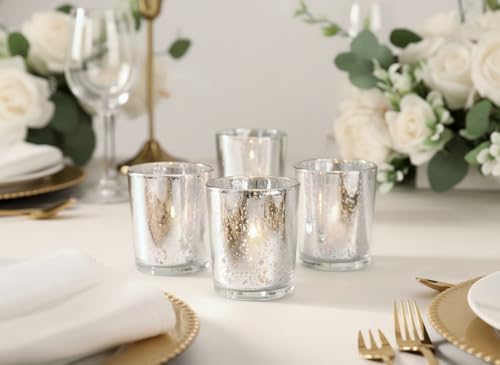 6pcs Silver Votive Candle Holders - Standard Votive Size for Regular Votive Candles - Tea Light Candles Holder, alternate