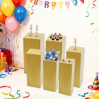 6Pcs Square Display Pedestal Stands Set for Party, Metal Display Stand Plinth Pillars, Cake Stands Pillars for