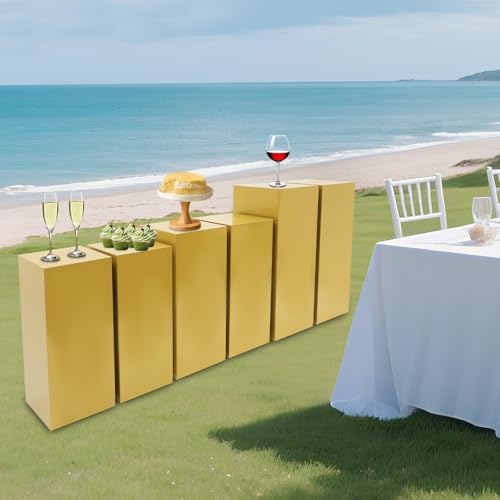 6Pcs Square Display Pedestal Stands Set for Party, Metal Display Stand Plinth Pillars, Cake Stands Pillars for, alternate