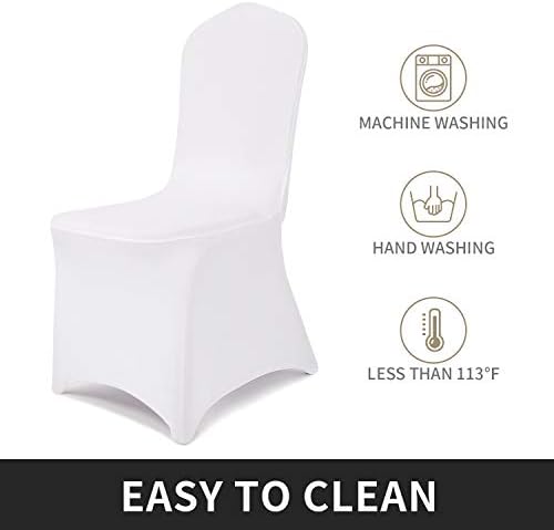 6pcs Stretch Spandex Chair Cover for Wedding Party Dining Banquet Event (White, 6) in White, alternate view 4
