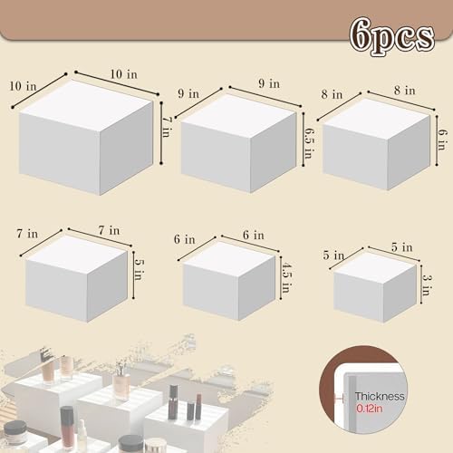 6PCS white Acrylic Buffet Display Risers 5in to 10in in white, alternate view 2