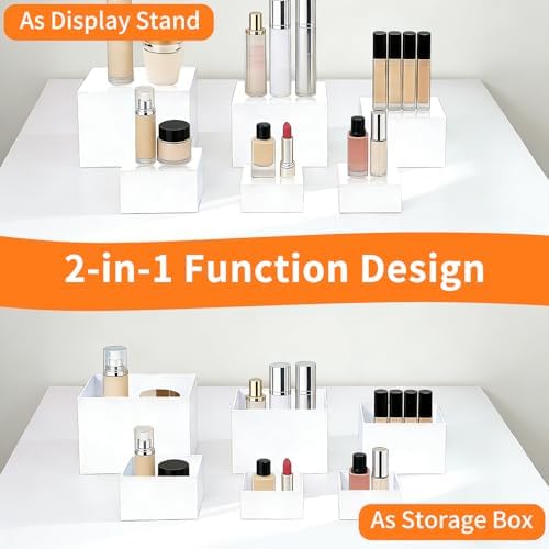 6Pcs White Acrylic Buffet Risers, Buffet Table Risers and Stands, Food Risers Display Shelf for Party Catering, alternate
