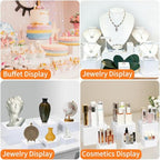 6Pcs White Acrylic Buffet Risers, Buffet Table Risers and Stands, Food Risers Display Shelf for Party Catering, alternate