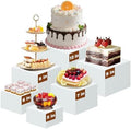 6PCS White Acrylic Buffet Risers Food Display Stands for Buffet Table Party Catering Dessert Jewelry