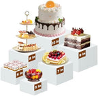 6PCS White Acrylic Buffet Risers Food Display Stands for Buffet Table Party Catering Dessert Jewelry