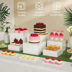 6PCS White Acrylic Buffet Risers Food Display Stands for Buffet Table Party Catering Dessert Jewelry, alternate view 3