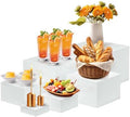 6Pcs White Acrylic Buffet Risers, Food Risers Display for Party in White