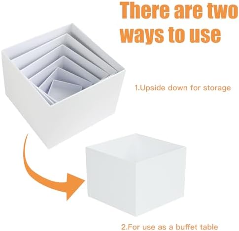 6Pcs White Acrylic Buffet Risers, Food Risers Display for Party in White, alternate view 4