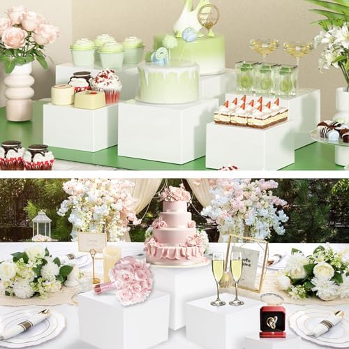 6Pcs White Acrylic Buffet Risers, Food Risers Display for Party in White, alternate view 7