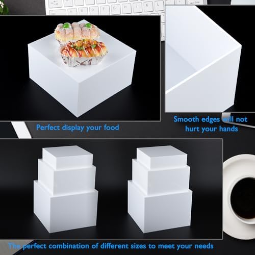 6Pcs White Buffet Risers Acrylic Boxes Display Risers Food Risers for Buffet Table Display Riser for Platter, alternate view