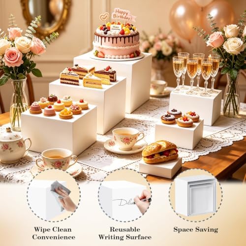 6Pcs White Buffet Risers and Stands, Food Risers for Buffet Table, Catering Dessert Cake Holder for Party, alternate view 4