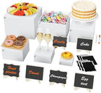 6PCS White Buffet Risers, Food Risers for Buffet Table, Acrylic Nesting Display Stands (3"-8"), with 6 Mini