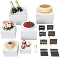 6PCS White Buffet Risers, Food Risers for Buffet Table, Acrylic Nesting Display Stands (5"-10"), with 6 Mini