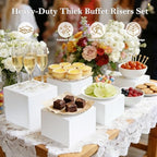 6PCS White Buffet Risers, Food Risers for Buffet Table, Acrylic Nesting Display Stands (5"-10"), with 6 Mini, alternate view