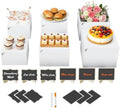 6PCS White Buffet Risers, Food Risers for Buffet Table, Acrylic Nesting Display Stands, 2 Sets of 3 Sizes (6"