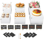 6PCS White Buffet Risers, Food Risers for Buffet Table, Acrylic Nesting Display Stands, 2 Sets of 3 Sizes (6"