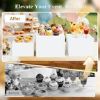 6PCS White Buffet Risers, Food Risers for Buffet Table, Acrylic Nesting Display Stands, 2 Sets of 3 Sizes (6", alternate view