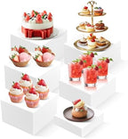 6PCS White Buffet Risers for Buffet Table Display and Stands, Dessert Table Display Set, Collectibles Jewelry