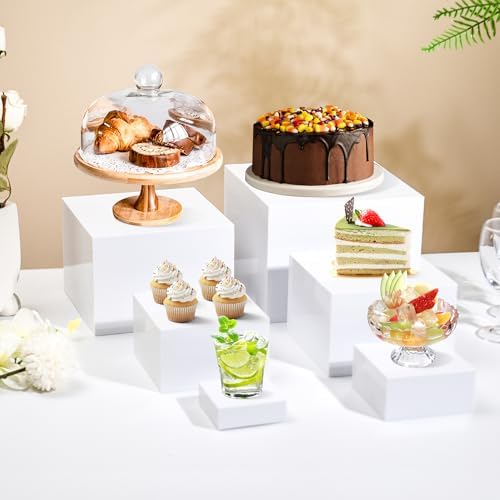 6PCS White Buffet Risers for Buffet Table Display and Stands, Dessert Table Display Set, Collectibles Jewelry, alternate view