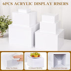 6PCS White Buffet Risers for Buffet Table Display and Stands, Dessert Table Display Set, Collectibles Jewelry, alternate view