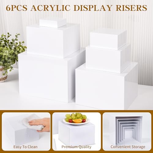 6PCS White Buffet Risers for Buffet Table Display and Stands, Dessert Table Display Set, Collectibles Jewelry, alternate view