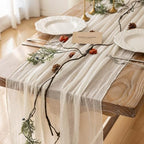 6Pcs White Cheesecloth Table Runner 120 Inches for Party Home Decor