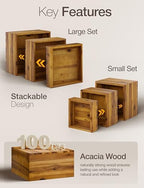 6PCS Wooden Buffet Riser and Stands with Hollow Bottom, No Assembly in Acacia, alternate view 5