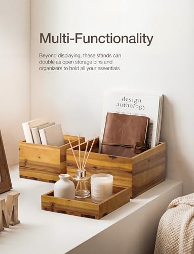 6PCS Wooden Buffet Riser and Stands with Hollow Bottom, No Assembly in Acacia, alternate view 6