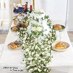 6Pcs x 8.2FT Artificial Flower Garland Floral Rose Vine Decor, White Flower, alternate view 3