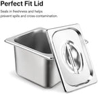 6PK Hotel Pans with Lids 1/6 Size, 4” Deep, Stainless Steel Steam Table Pans Anti-Jam for Commercial Food Prep &, alternate