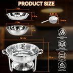 6QT Chafing Dishes Buffet Sets of 4 with Glass Lid, Food Warmers, Silver in All Silver With Glass Lid, alternate view 2
