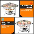 6QT Chafing Dishes Buffet Sets of 4 with Glass Lid, Food Warmers, Silver in All Silver With Glass Lid, alternate view 3