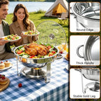 6QT Chafing Dishes Buffet Sets of 4 with Glass Lid, Food Warmers, Silver in All Silver With Glass Lid, alternate view 4
