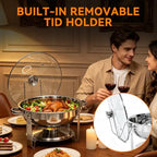 6QT Chafing Dishes Buffet Sets of 4 with Glass Lid, Food Warmers, Silver in All Silver With Glass Lid, alternate view 5