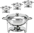 6QT Chafing Dishes for Buffet 4 Pack, Buffet Servers and Warmers, Sliver in All Silver