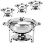6QT Chafing Dishes for Buffet 4 Pack, Buffet Servers and Warmers, Sliver in All Silver