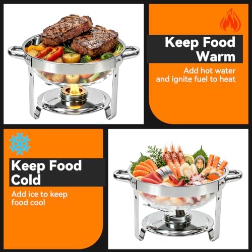 6QT Chafing Dishes for Buffet 4 Pack, Buffet Servers and Warmers, Sliver in All Silver, alternate view 3