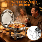 6QT Chafing Dishes for Buffet 4 Pack, Buffet Servers and Warmers, Sliver in All Silver, alternate view 5