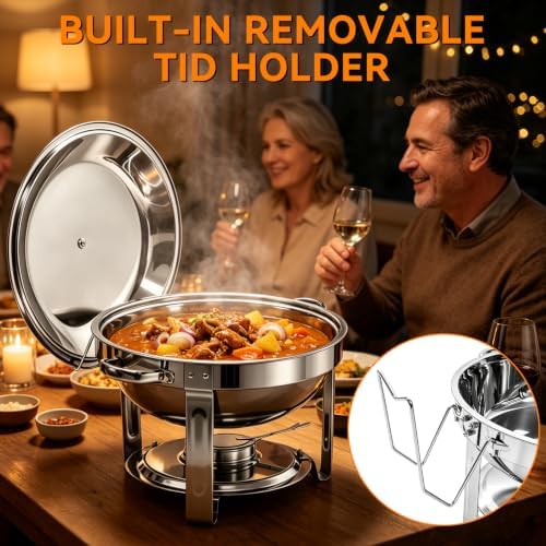 6QT Chafing Dishes for Buffet 4 Pack, Buffet Servers and Warmers, Sliver in All Silver, alternate view 5