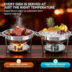 6QT Chafing Dishes for Buffet, 4 Pack Chafers & Food Warmers with Lids in Silver, alternate view 3
