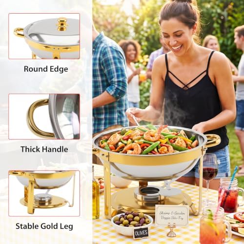 6QT Chafing Dishes for Buffet 4 Pack, Chafers Servers Sets with Lid, Gold in Golden, alternate view 4