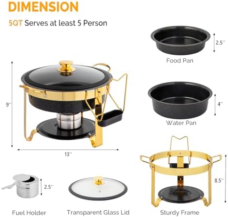 6QT Chafing Dishes for Buffet 4 Pack, [Game Changer Maifanite-Coated] Chafing Dish Buffet Set, [Unique Black &, alternate