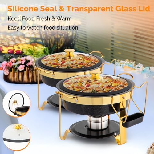 6QT Chafing Dishes for Buffet 4 Pack, [Game Changer Maifanite-Coated] Chafing Dish Buffet Set, [Unique Black &, alternate