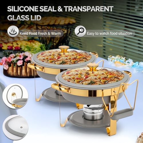 6QT Chafing Dishes for Buffet 4 Pack, [Game Changer Maifanite-Coated] Chafing Dish Buffet Set, [Unique Gray &, alternate view
