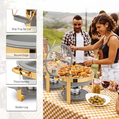 6QT Chafing Dishes for Buffet 4 Pack, [Game Changer Maifanite-Coated] Chafing Dish Buffet Set, [Unique Gray &, alternate view