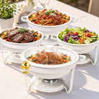 6QT Chafing Dishes for Buffet, 4-Pack Stainless Steel Food Warmers in White