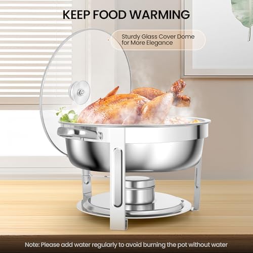 6QT Chafing Dishes for Buffet, 4 Pack Stainless Steel Round Chafing Dish Buffet Set, Heating and Cooling Buffet, alternate