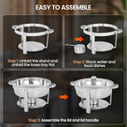 6QT Chafing Dishes for Buffet, 4 Pack Stainless Steel Round Chafing Dish Buffet Set, Heating and Cooling Buffet, alternate